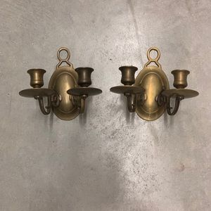 Vintage Brass Wall Hanging Candle Holders
